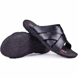 Kampol Papuci bărbați din piele 214/5 negri negru 1