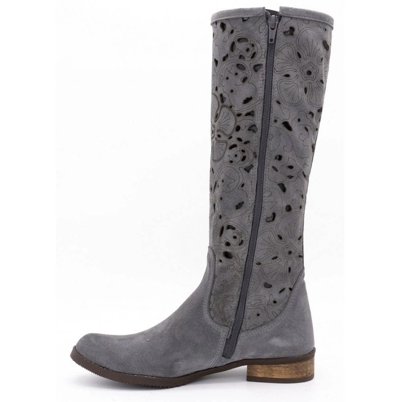 Olivier Cizme ajurate pentru femei Flori gri închis 1