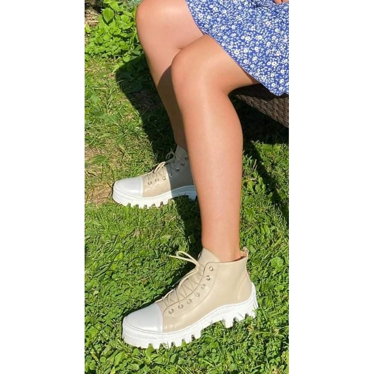 Polbut Cizme dama din piele D1 bej 2