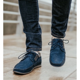 Olivier Mocasini din piele pentru bărbați 4228 bleumarin albastru marin 1