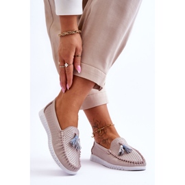 Mocasini de dama din piele ajurata roz deschis Lanzarot 2