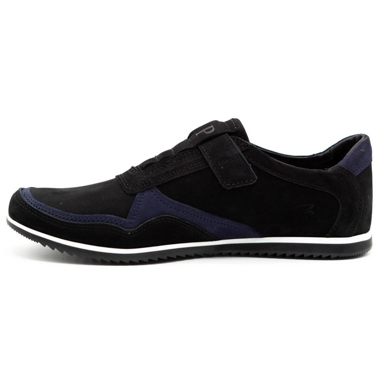 Polbut Pantofi casual din piele pentru bărbați 2102/2 negru cu bleumarin albastru marin 1