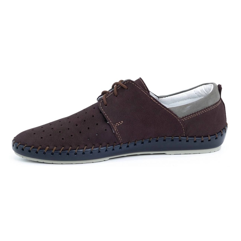 Olivier Pantofi de vara din piele barbati 744LMA visiniu multicolor 1