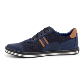 Polbut Pantofi casual barbatesti 1801P bleumarin nubuc/camel albastru 1