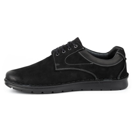 Kampol Pantofi casual barbati din piele 13/3 nubuc negru 1