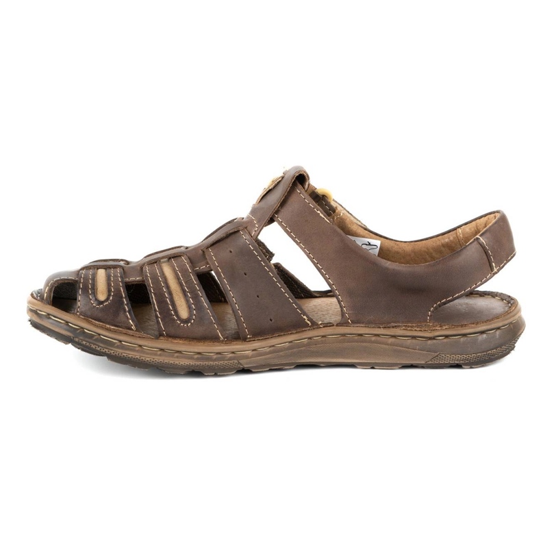 Olivier Sandale bărbați din piele pentru vară 230MA maro închis 1