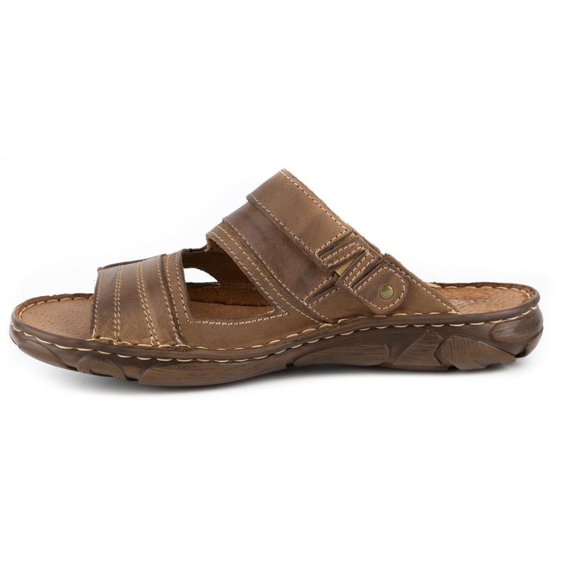 Olivier Papuci de piele maro pentru bărbați de 460MP bej 1