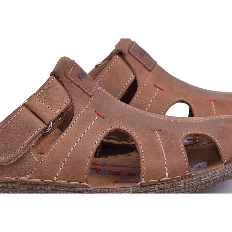 Kampol Papuci barbati piele 217 / 22KAM maro 1