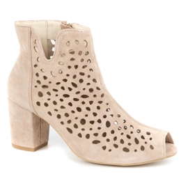 Exquisite Cizme de dama din piele ajurata 1184 roz pudrat 1 Exquisite Cizme de dama din piele ajurata 1184 roz pudrat 1