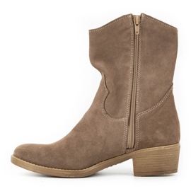 Olivier Cizme de dama ajurate cu toc inalt Angela maro bej 1