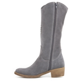 Olivier Cizme de dama din piele ajurata Carla gri 1