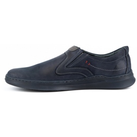 Olivier Pantofi slip-on casual din piele pentru bărbați 284GT bleumarin albastru 1