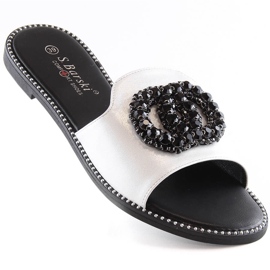 Papuci plati confortabili pentru dama cu zirconi argintii S.Barski Kv 520-30 1