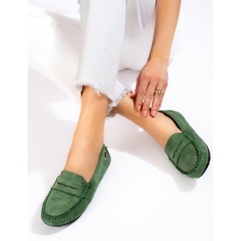 Mocasini Shelovet verzi de dama din piele intoarsa verde 1