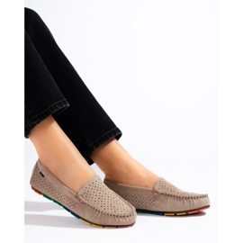 Mocasini slip-on din piele intoarsa bej de la Shelovet 1
