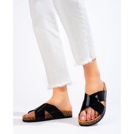 W. Potocki Sandale damă din plută neagră Shelovet negru 1