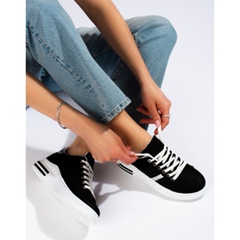 Adidasi negri cu talpa groasa de la Shelovet negru 1