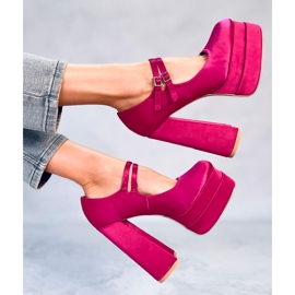Pompe cu platformă din satin Prandi Fuchsia roz 1