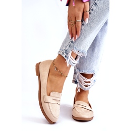 PS1 Mocasini confortabili de dama din piele intoarsa Bej Lucca 1