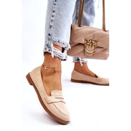 PS1 Mocasini confortabili de dama din piele intoarsa Bej Lucca 3