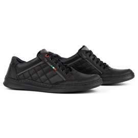 Olivier Pantofi casual barbati din piele 297GT negru 2