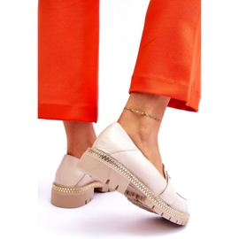 FILIPCZYK Mocasini eleganti din piele bej deschis cu decor 3