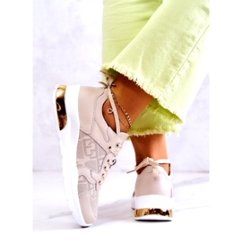 S.Barski Pantofi sport din piele pentru femei pe o pană bej 4