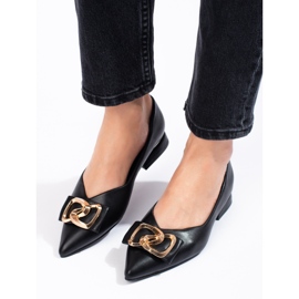 Pompe de damă Vinceza negre cu toc plat maro 2