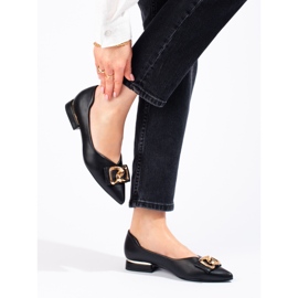 Pompe de damă Vinceza negre cu toc plat maro 1