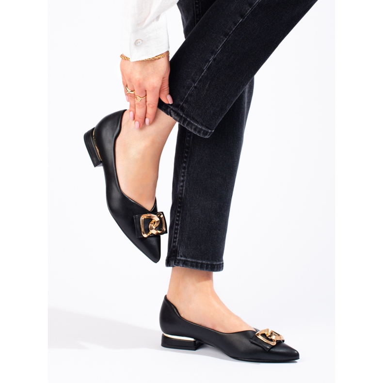 Pompe de damă Vinceza negre cu toc plat maro 1