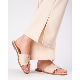 Papuci clasici bej din piele ecologica Shelovet 1