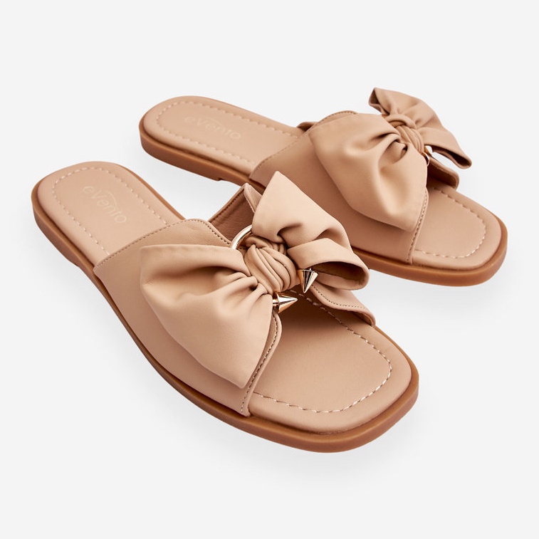 Sandale de damă cu fundă bej Becky 1