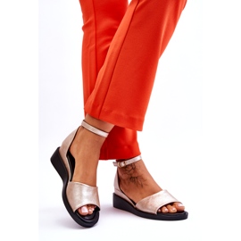 Vinceza Sandale clasice cu pană din piele pentru femei, aurii Truett de aur 2