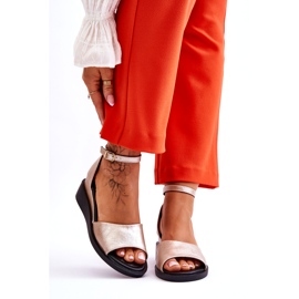 Vinceza Sandale clasice cu pană din piele pentru femei, aurii Truett de aur 1