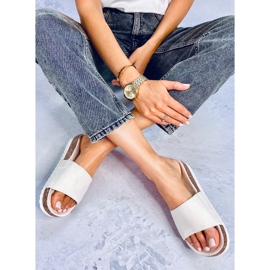 Papuci dama din pluta Stoner Beige bej 2