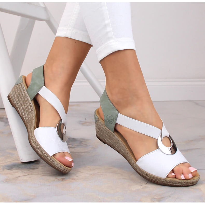 Sandale comode pentru damă Rieker 624H6-80 alb 1