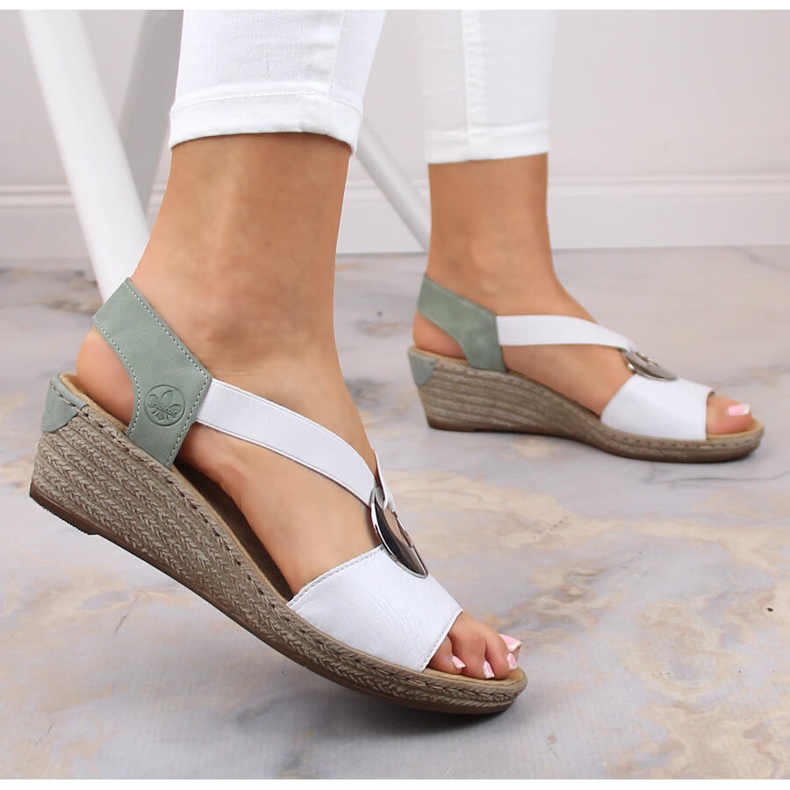 Sandale comode pentru damă Rieker 624H6-80 alb 2