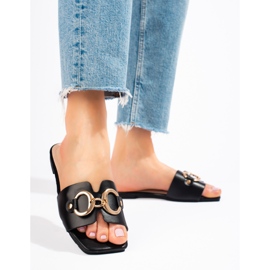 Sandale negre elegante cu cataramă Shelovet negru 2