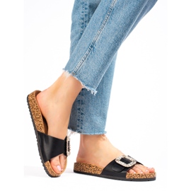 Papuci negri de damă confortabili pe platforma Shelovet negru 1