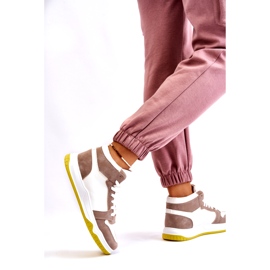 Pantofi sport de damă înalți, pantofi sport, alb și bej 4