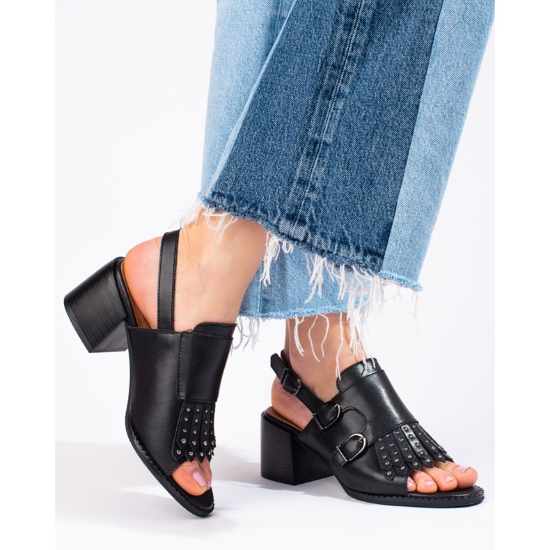 Sandale din piele cu jeturi LA.FI negru 1 Sandale din piele cu jeturi LA.FI negru 1