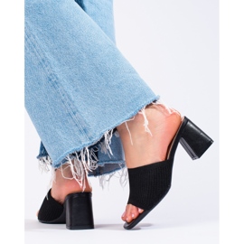 Tobogane negre pentru femei Shelovet din material textil pe post negru 2