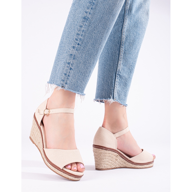 Sandale negre confortabile cu pană cu espadrile de la Shelovet negru 1