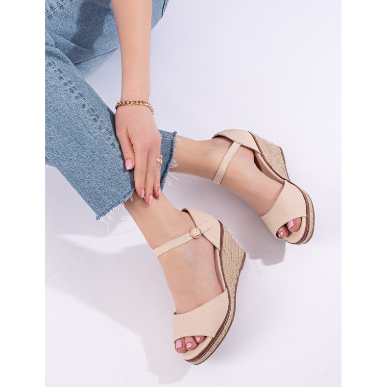 Sandale negre confortabile cu pană cu espadrile de la Shelovet negru 2