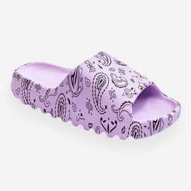 Papuci de femei la modă pe o platformă masivă violet Lorette 1