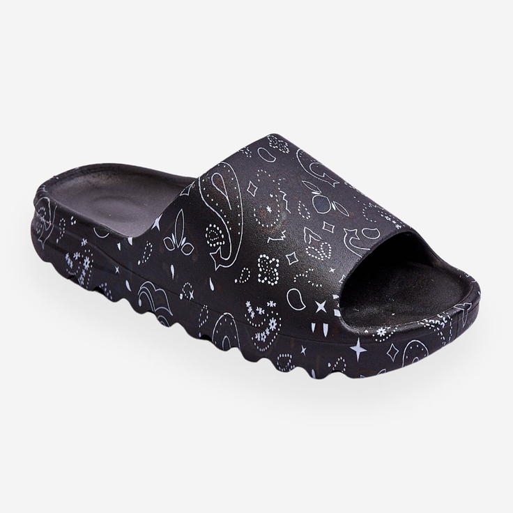 Papuci de femei la modă pe o platformă masivă Lorette neagră negru 1