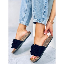 BM Papuci de pluta cu flori de la Brice Black negru 1 BM Papuci de pluta cu flori de la Brice Black negru 1