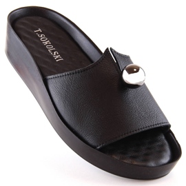 Papuci dama piele neagra T.Sokolski L22-312 negru 1