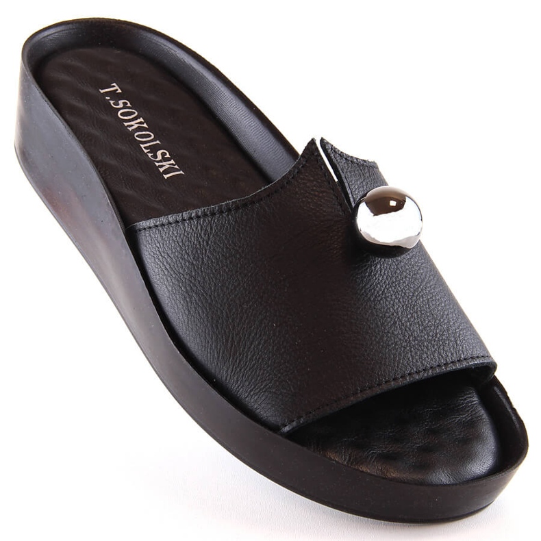 Papuci dama piele neagra T.Sokolski L22-312 negru 1