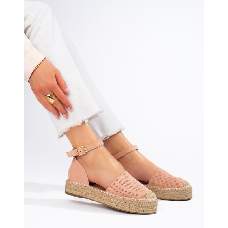 SHELOVET Espadrile cu cataramă roz 1